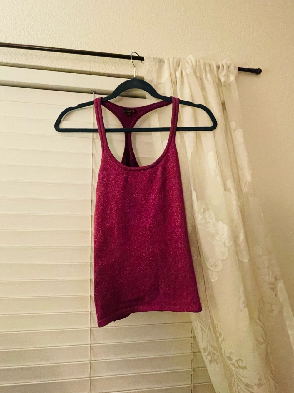 G by Guess Shimmery Racerback Tank in Berry